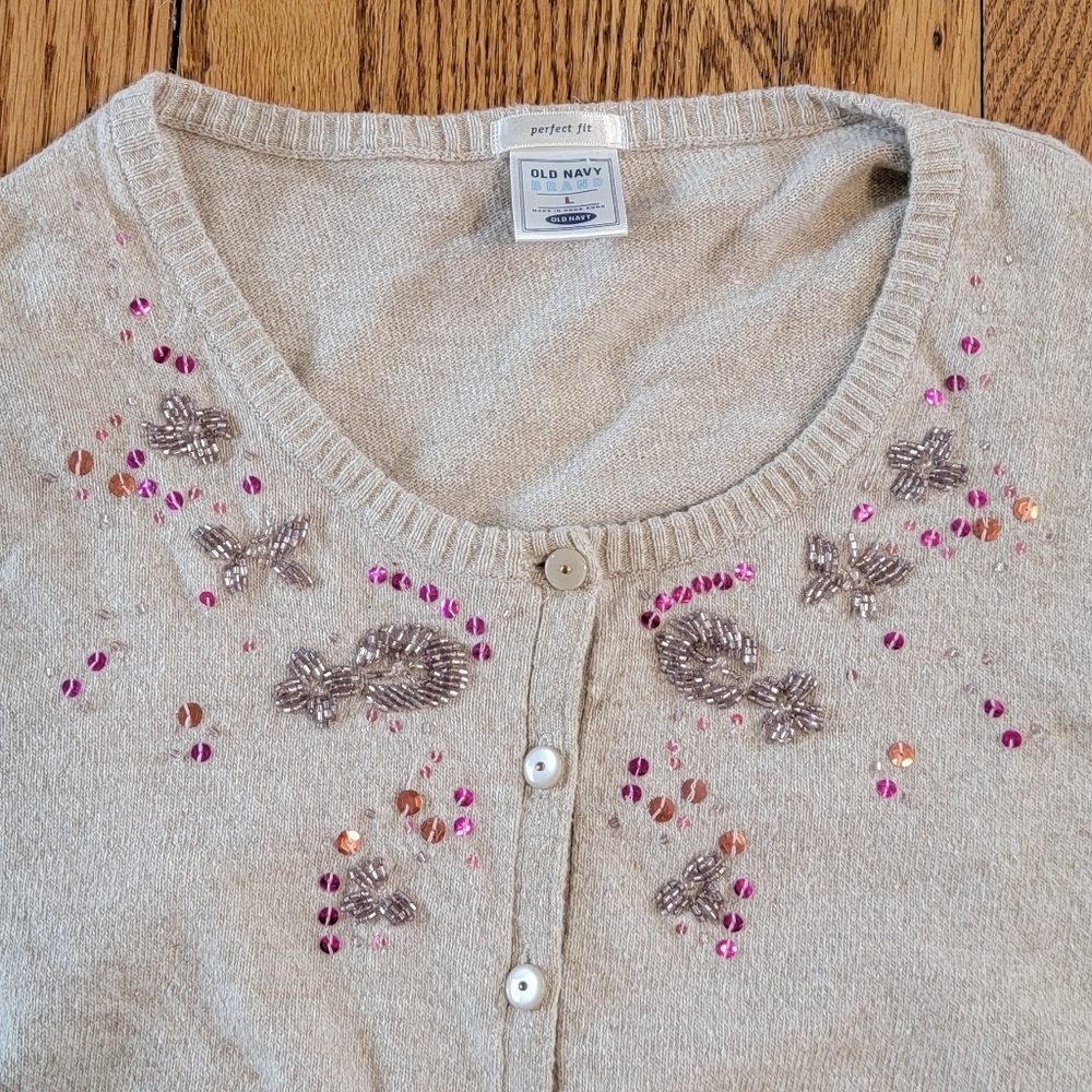 L Angora Rabbit Cotton Buttoned Cardigan Cottagecore Ballet Core Elevated Basics - Picture 2 of 6